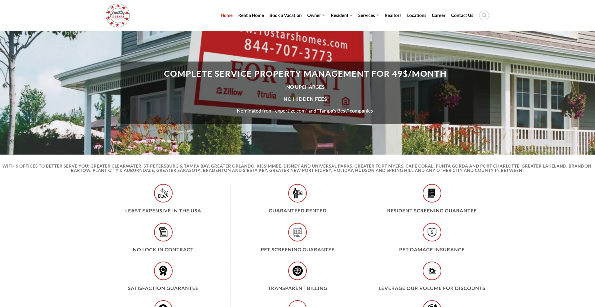 Website screenshot of 10starshomes.com