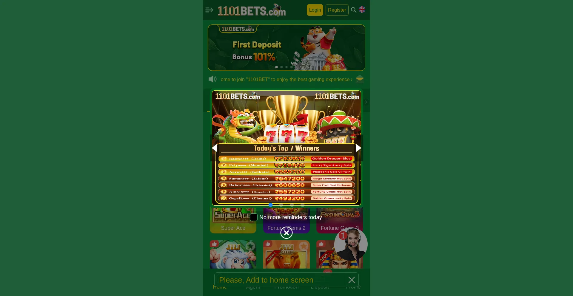 Website screenshot of 1101bett.com