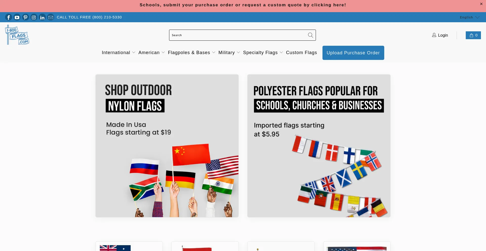 Website screenshot of 1-800flags.com