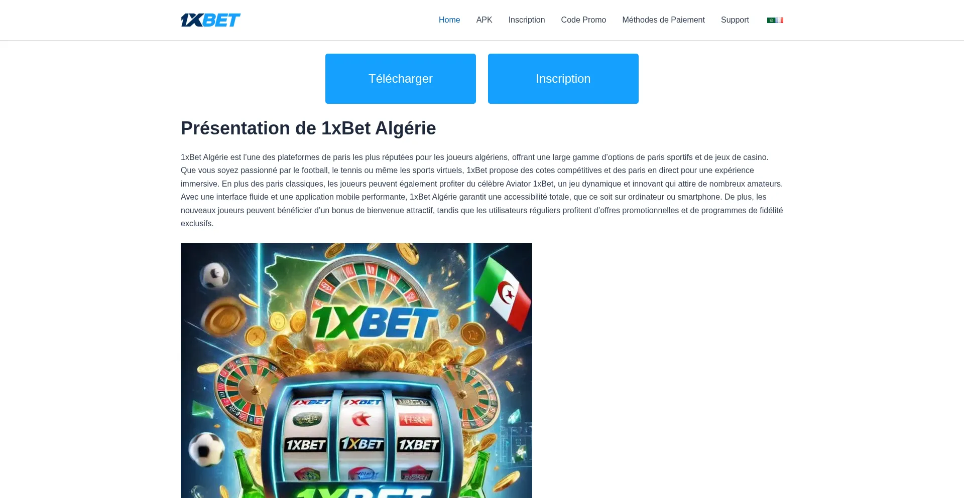 Website screenshot of 1xbetalgeria.org