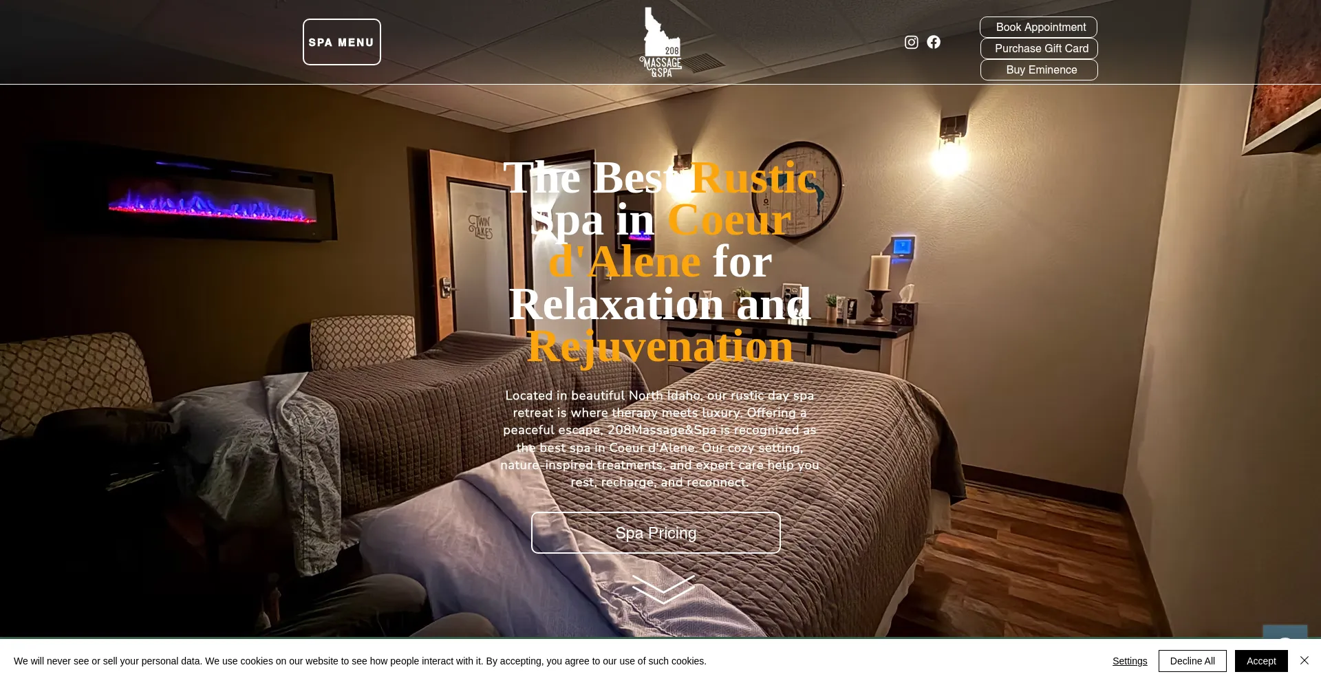 Website screenshot of 208massageandspa.com