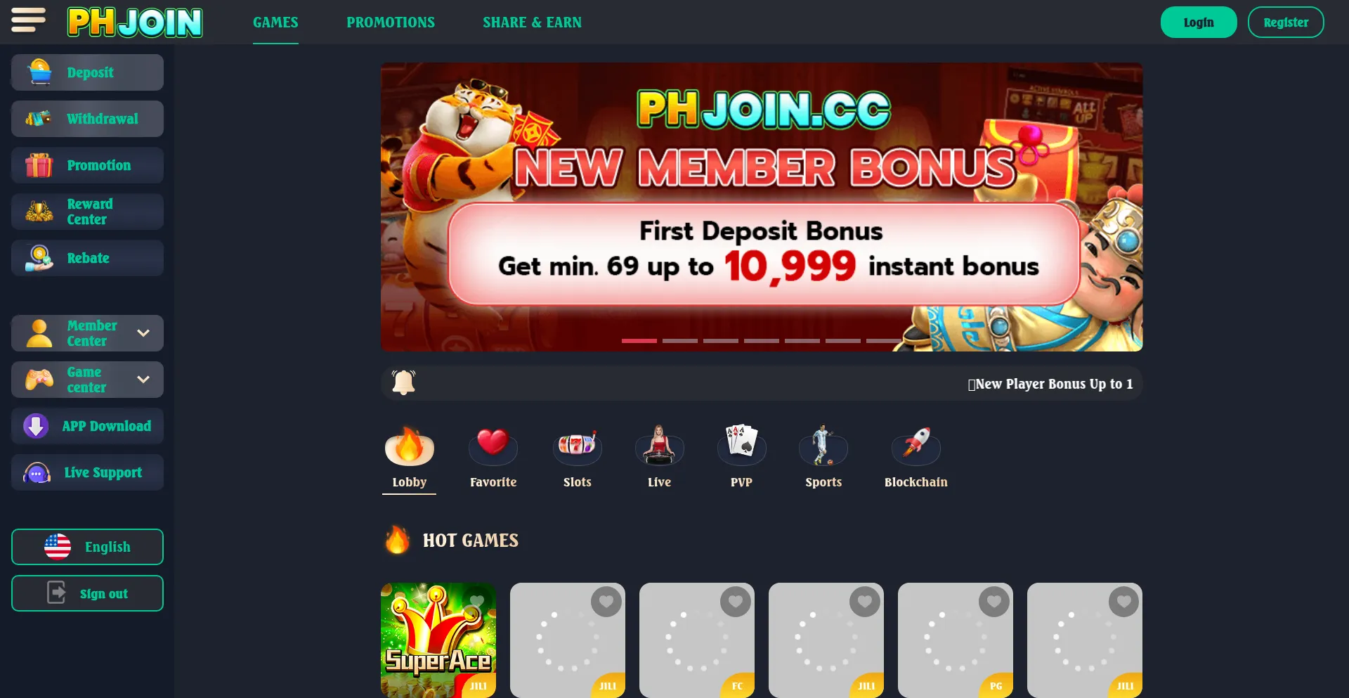 Website screenshot of 24phjoin.net