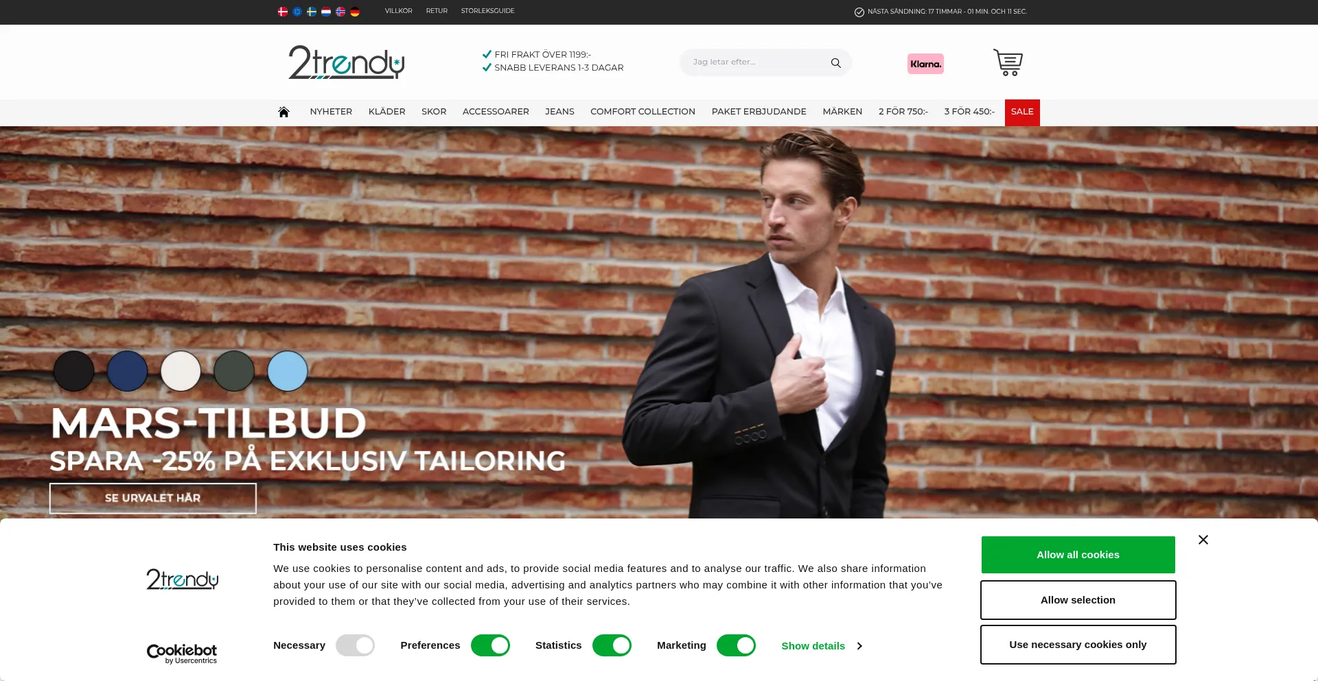 Website screenshot of 2trendy.se
