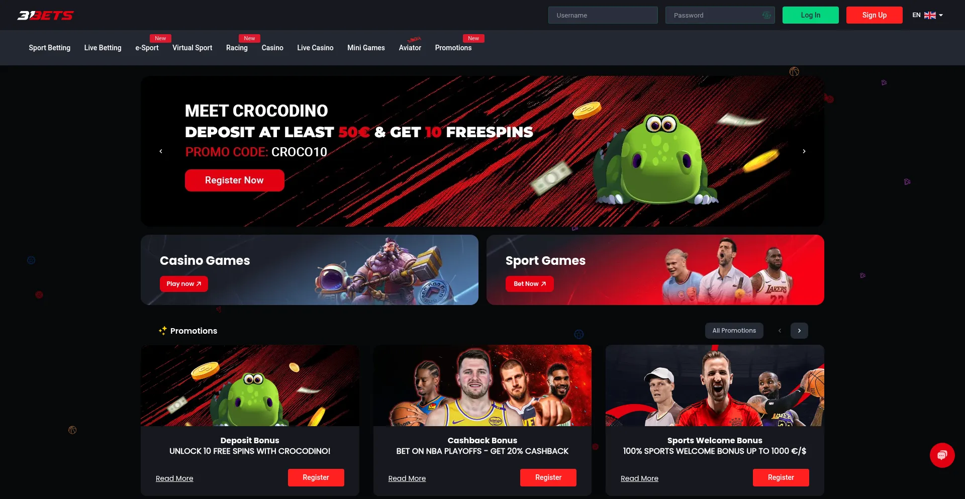 Website screenshot of 31bets.com