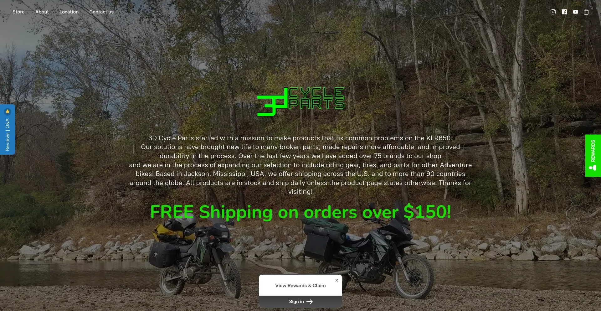 Website screenshot of 3dcycleparts.com