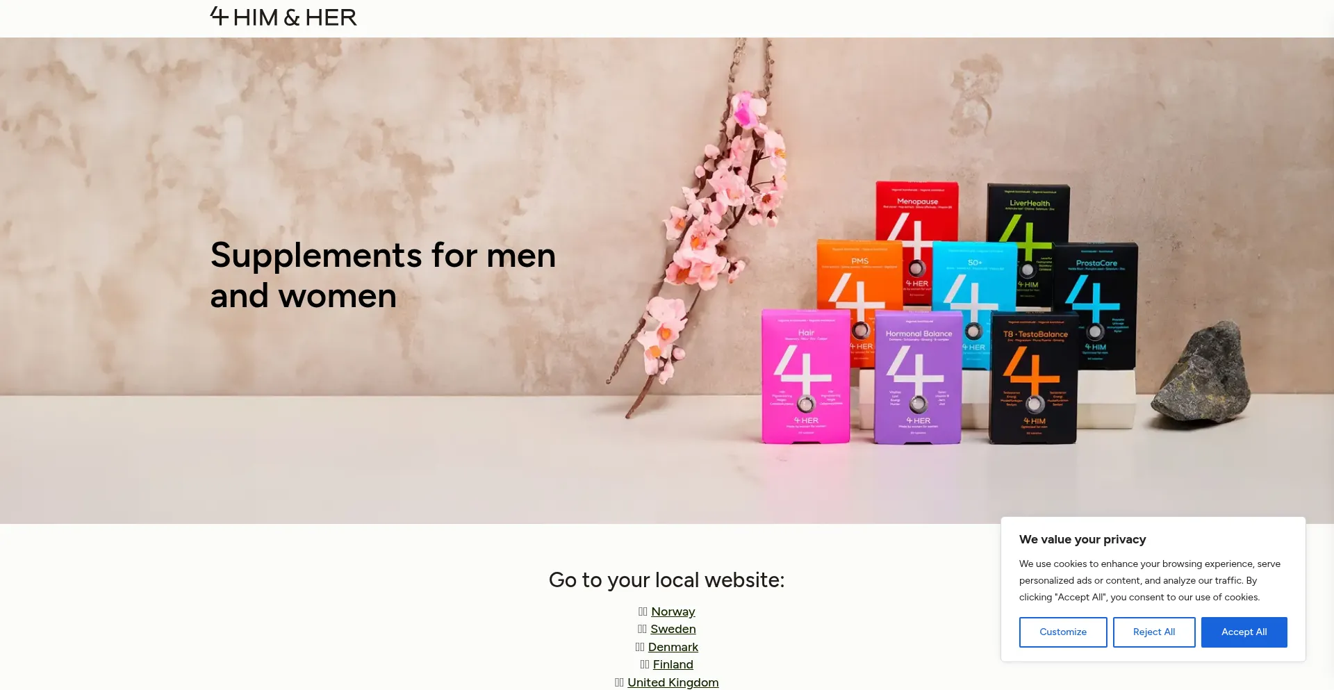 Website screenshot of 4him4her.com