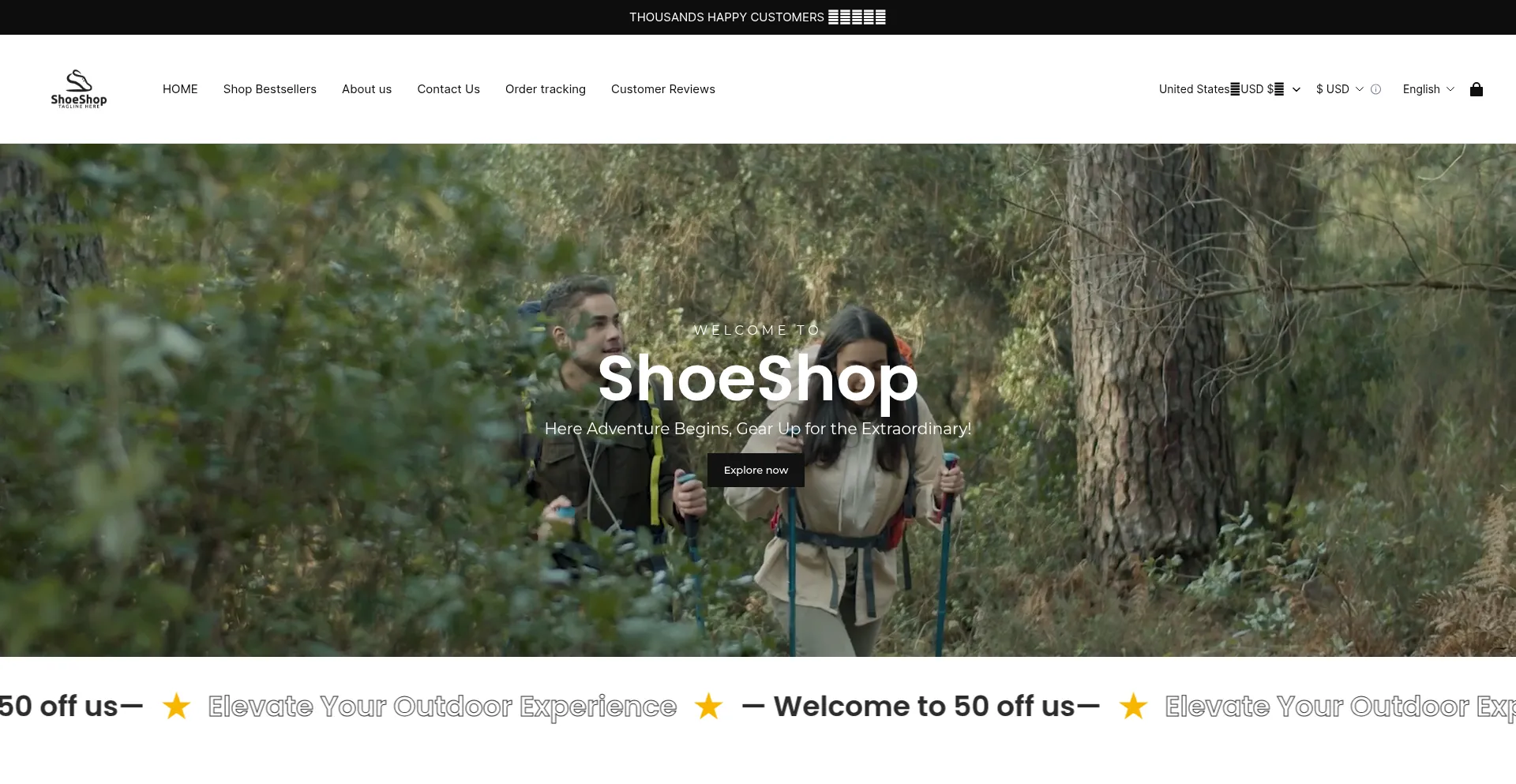 Website screenshot of 50offus.com