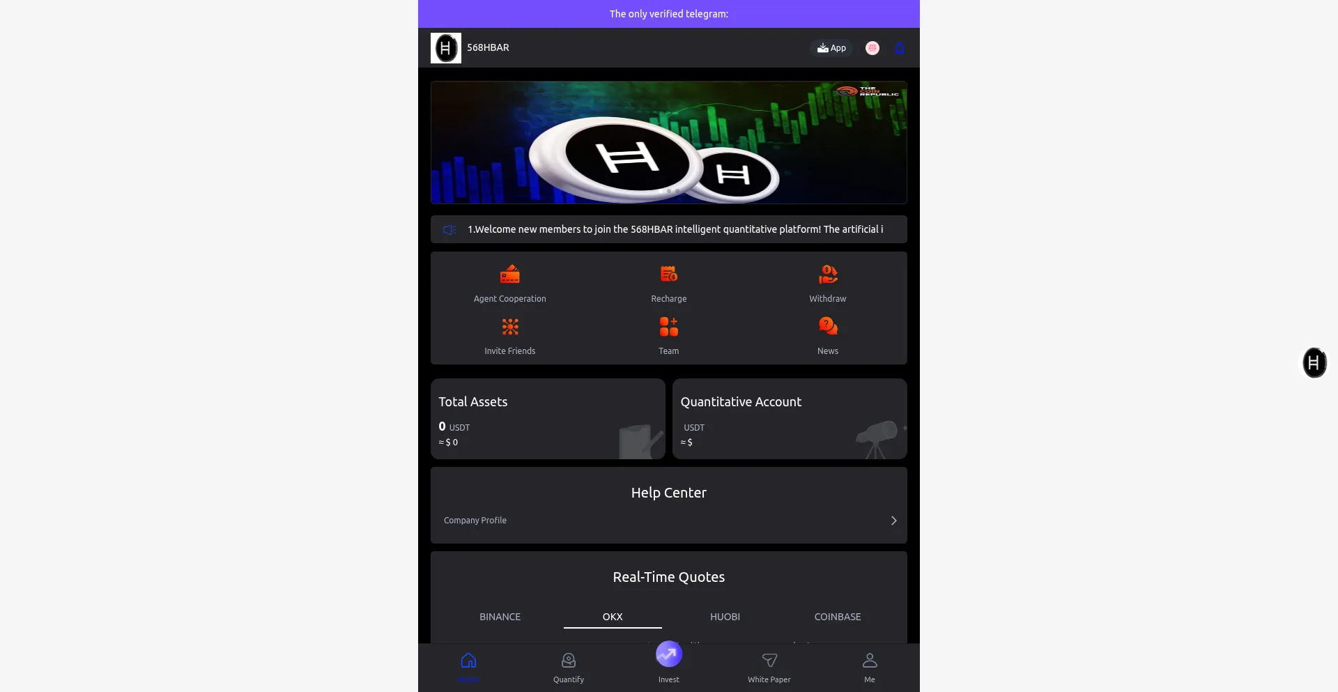 Website screenshot of 568hbar.top
