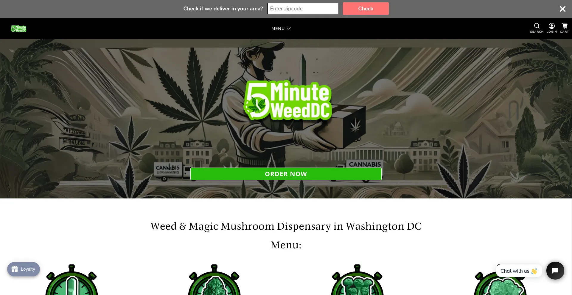 Website screenshot of 5minuteweeddc.com