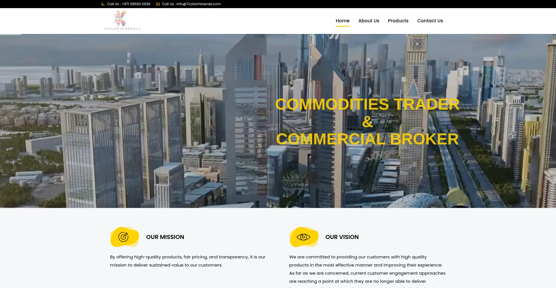 Website screenshot of 7colorminerals.com