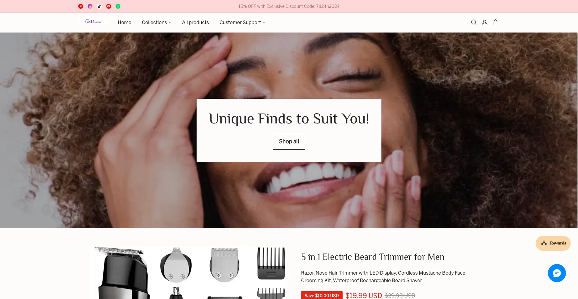 Website screenshot of 7d24hcare.com