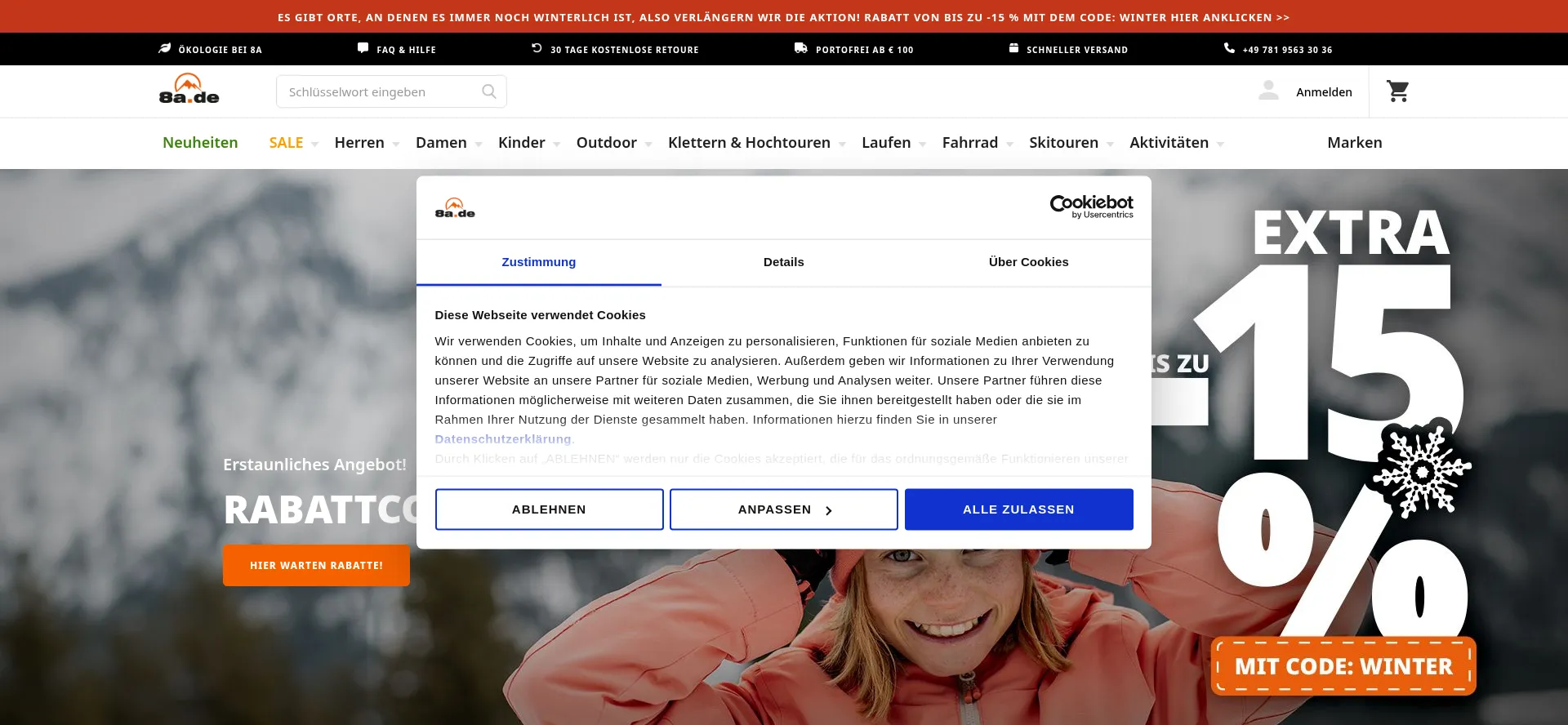 Website screenshot of 8a.de