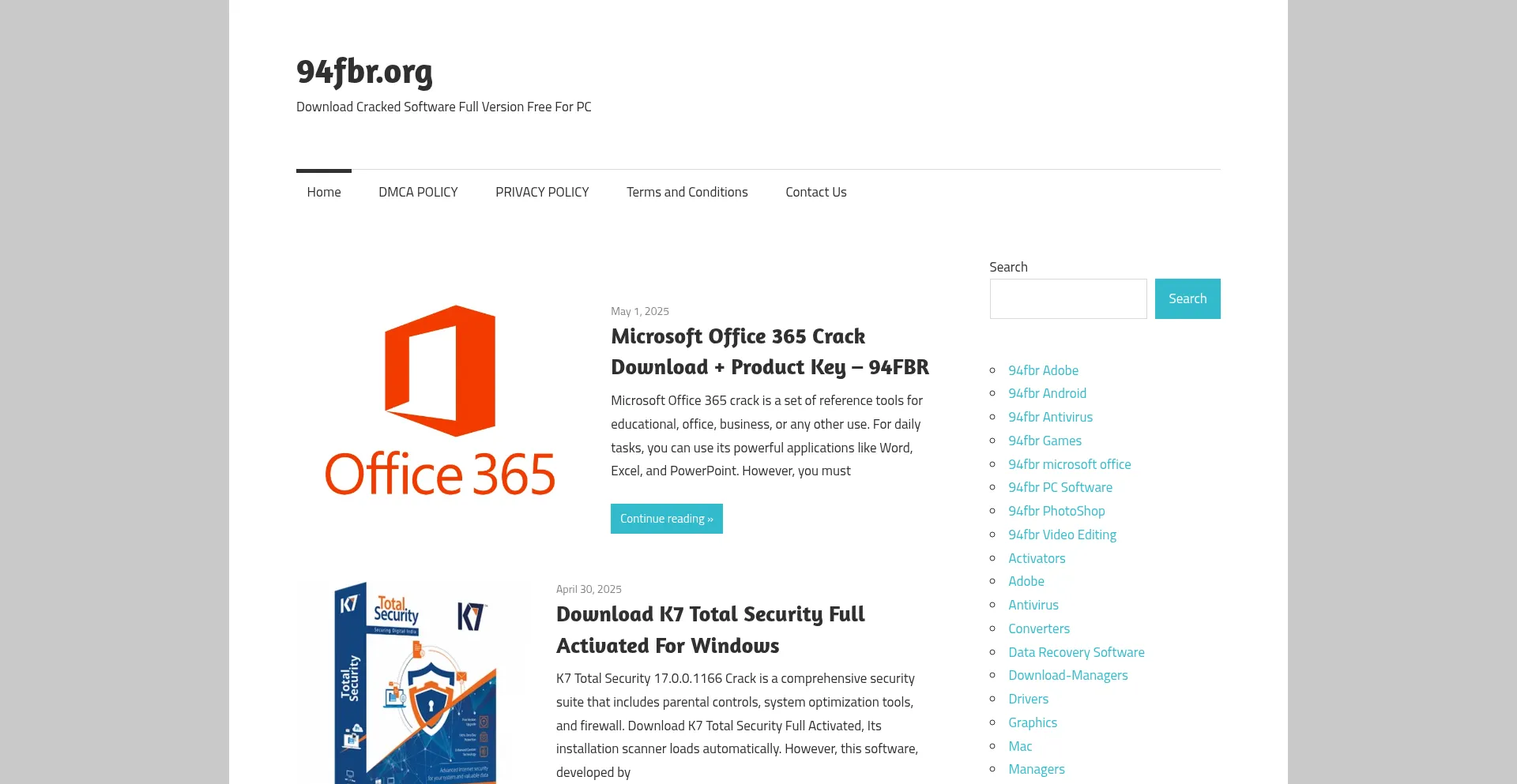Website screenshot of 94fbr.org