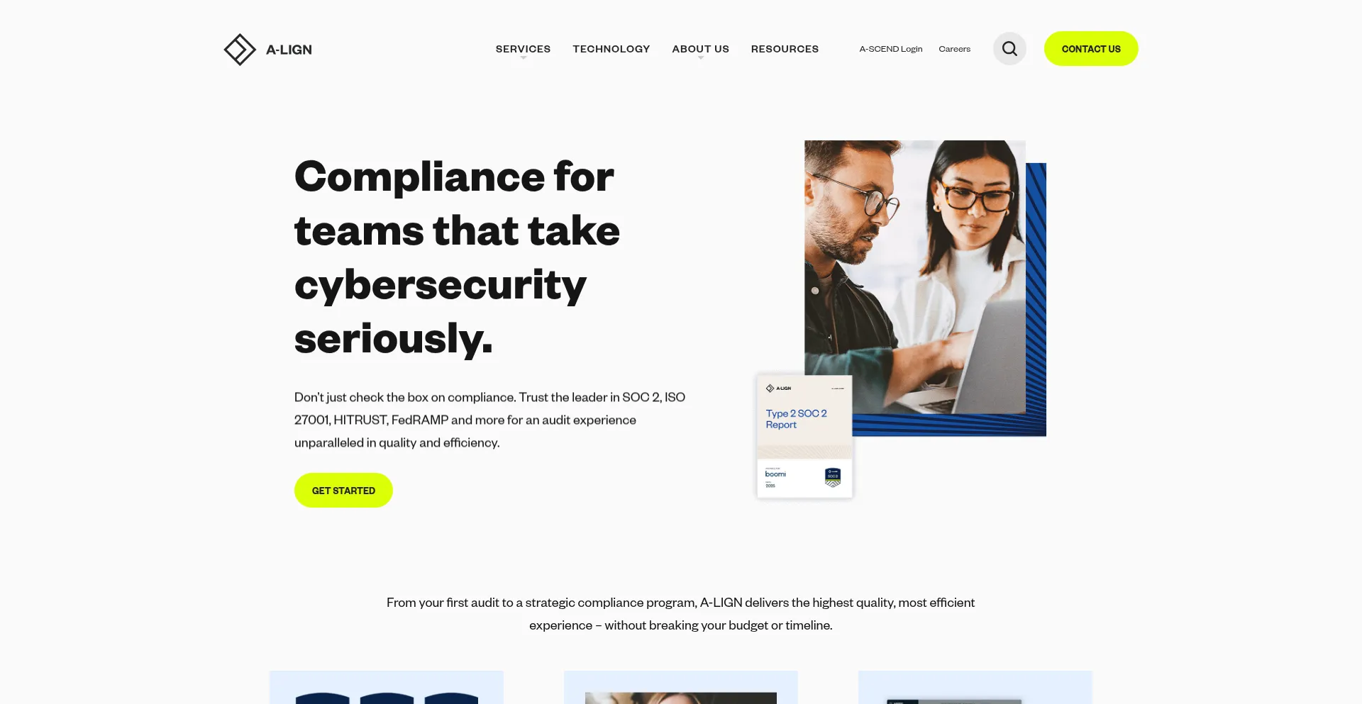 Website screenshot of A-lign.com