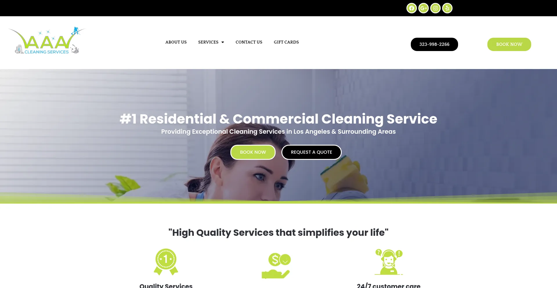 Website screenshot of Aaacleaningservicesllc.com