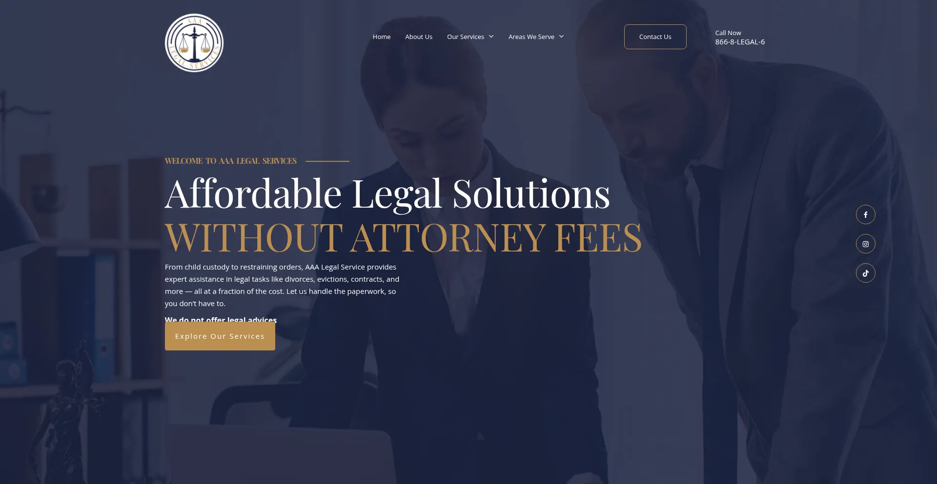 Aaalegalservices.net Screenshot