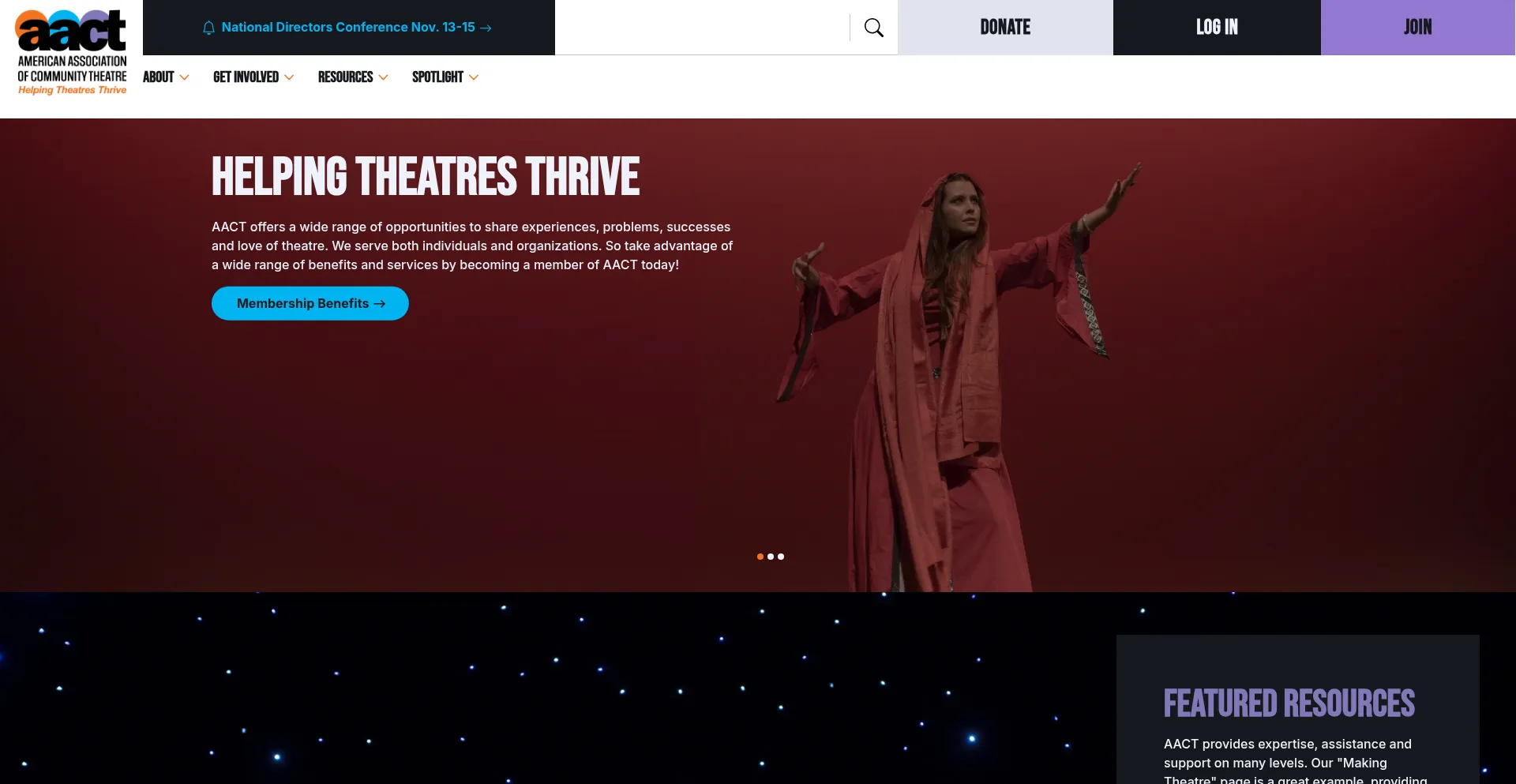 Website screenshot of Aact.org