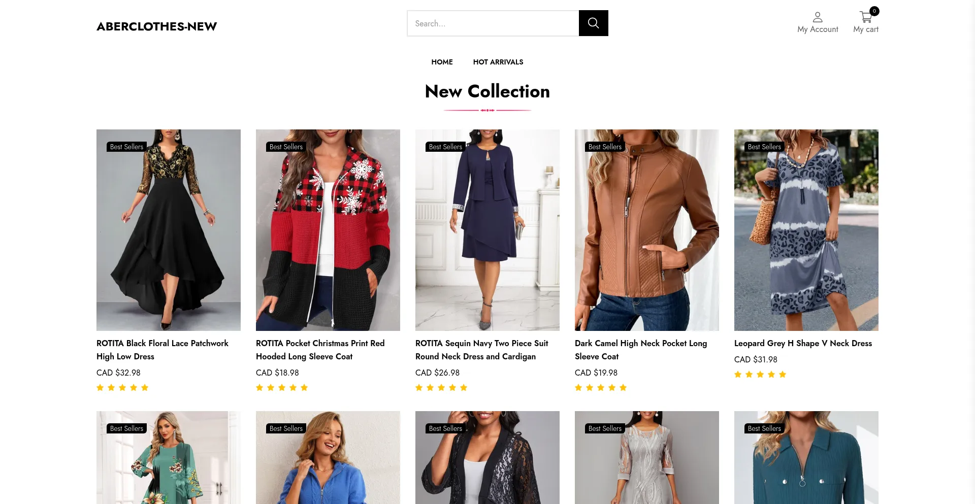 Website screenshot of Aberclothes-new.com