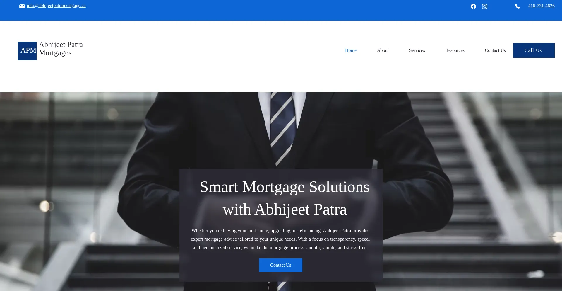 Website screenshot of Abhijeetpatramortgage.ca