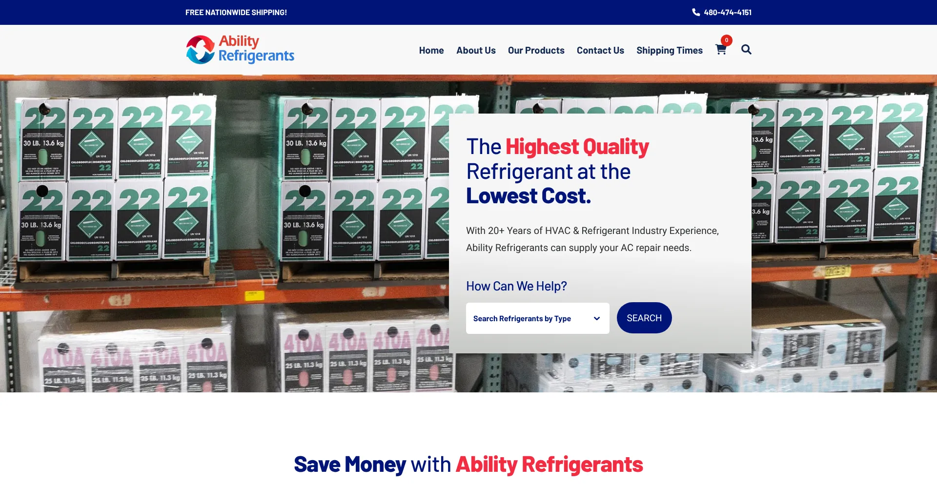 Website screenshot of Abilityrefrigerants.com