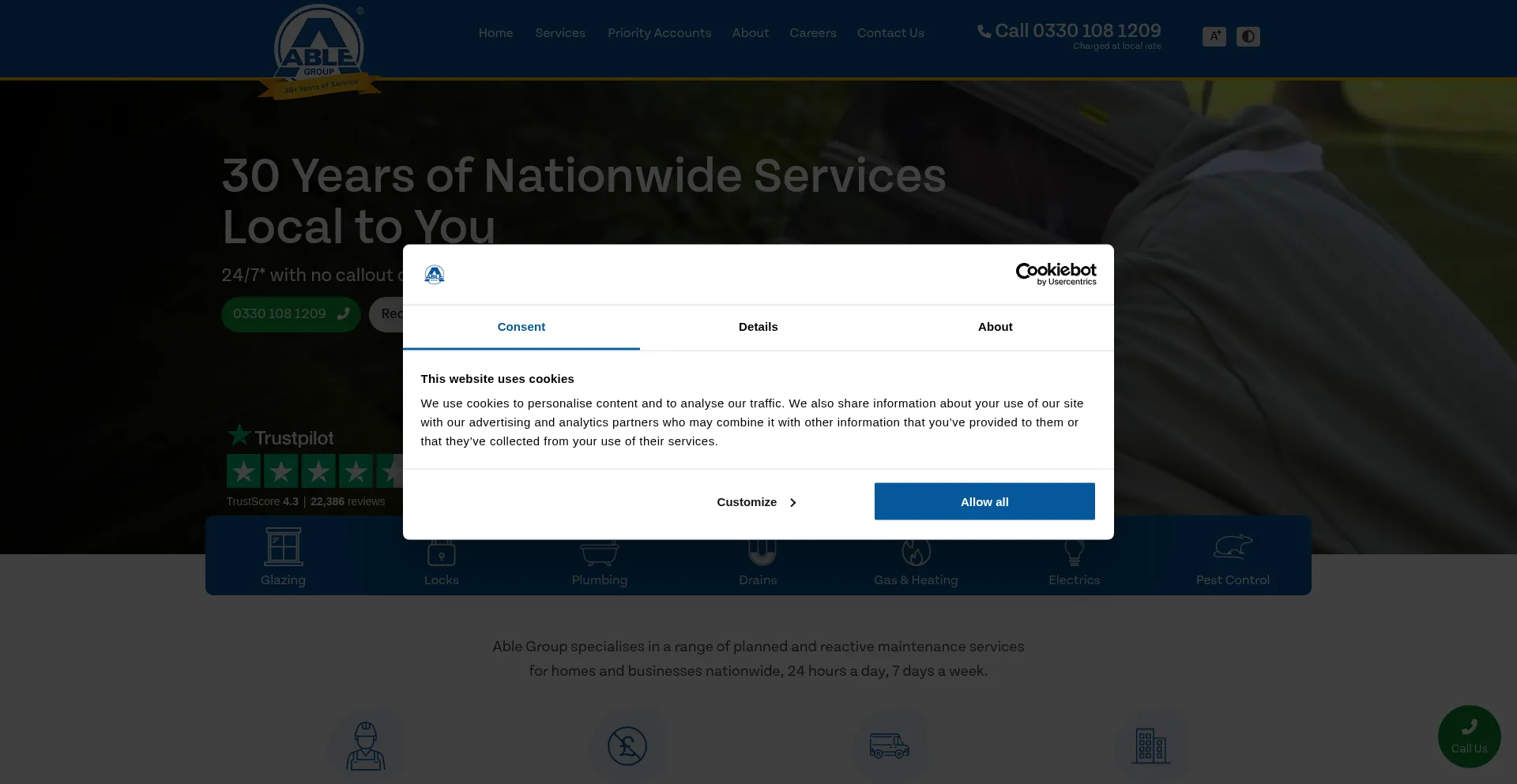 Website screenshot of Able-group.co.uk
