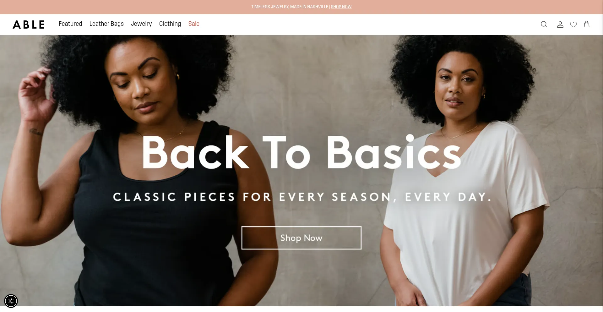 Website screenshot of Ableclothing.com