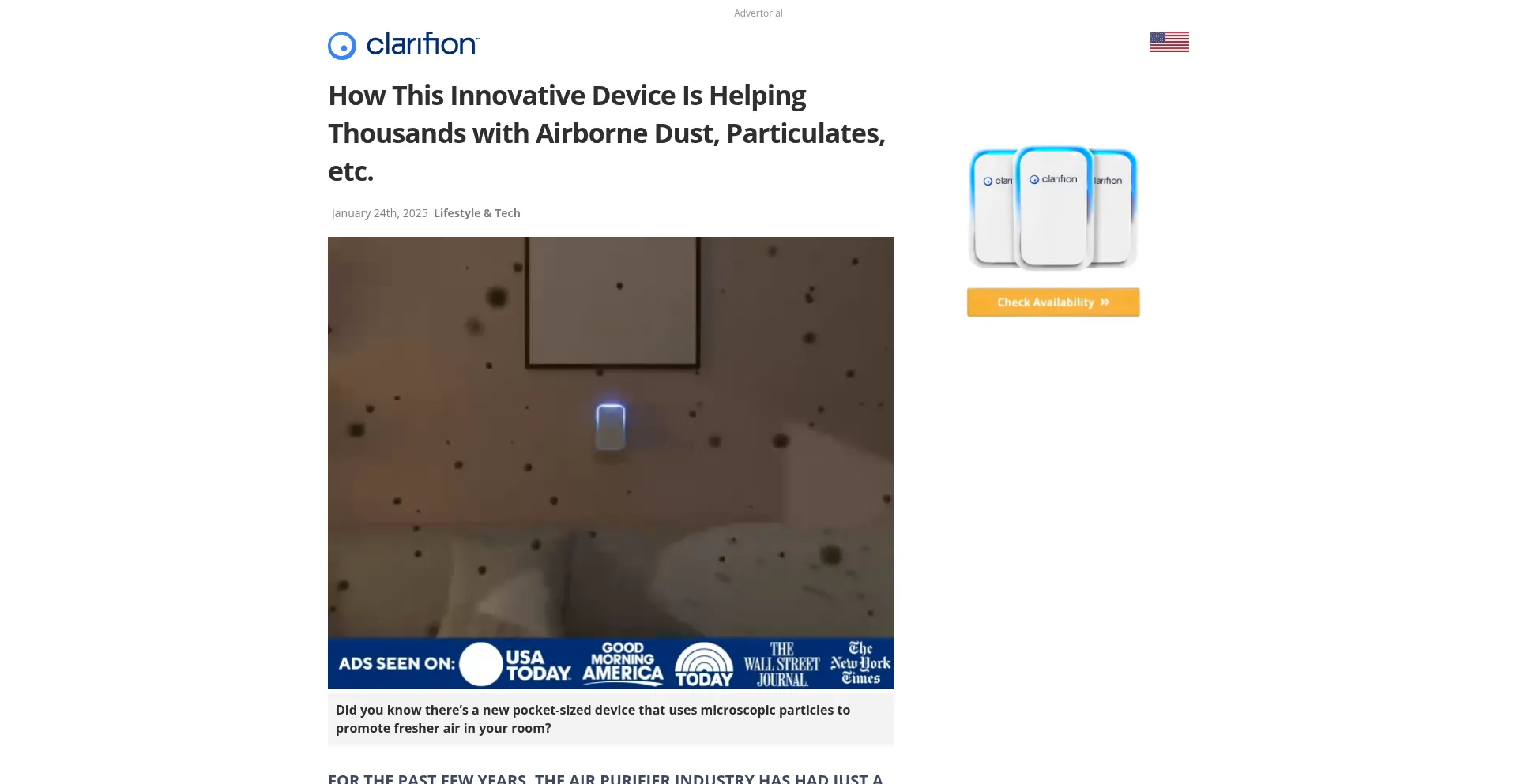 Website screenshot of About.clarifion.com