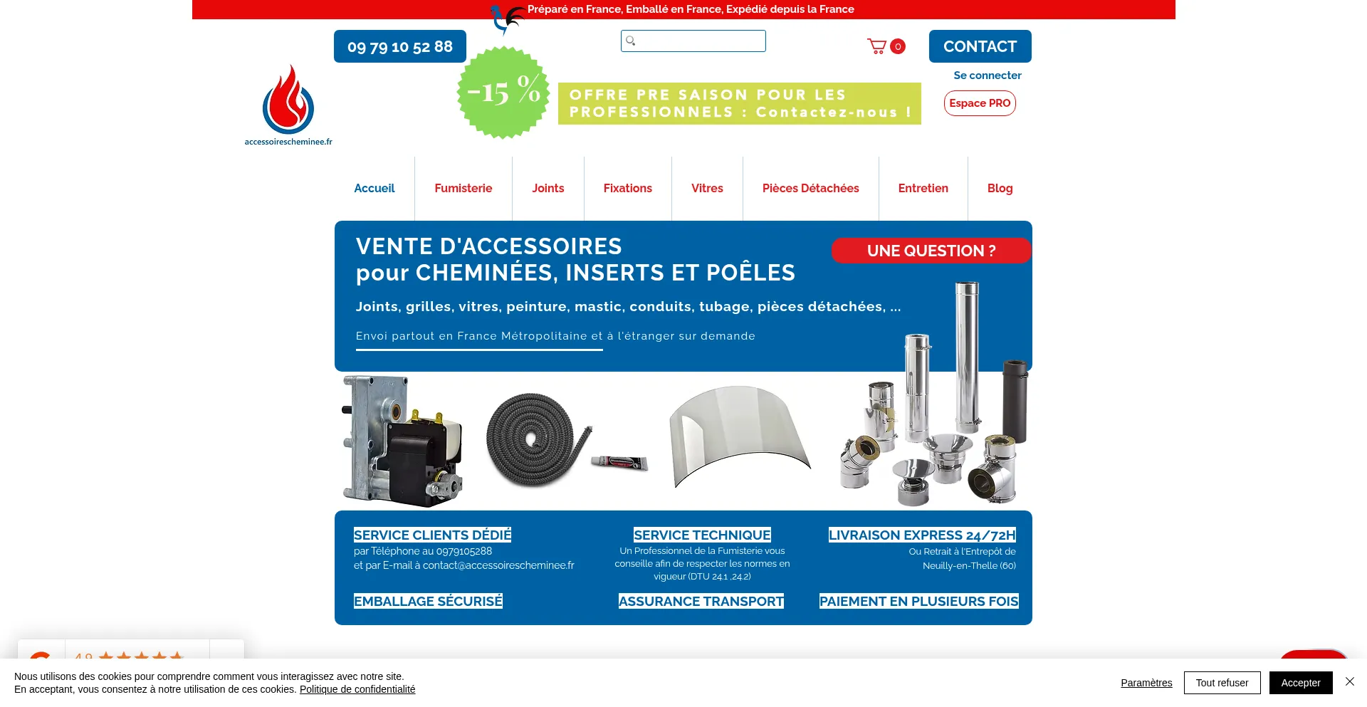 Website screenshot of Accessoirescheminee.com