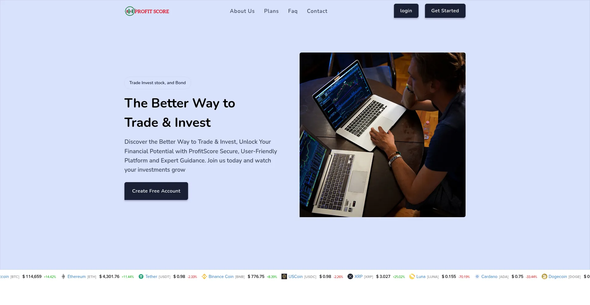 Website screenshot of Account.profitscoreltd.com