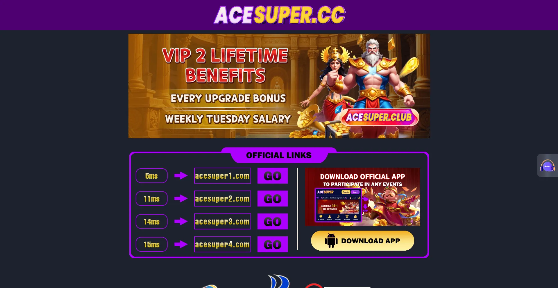 Website screenshot of Acesuper.cc