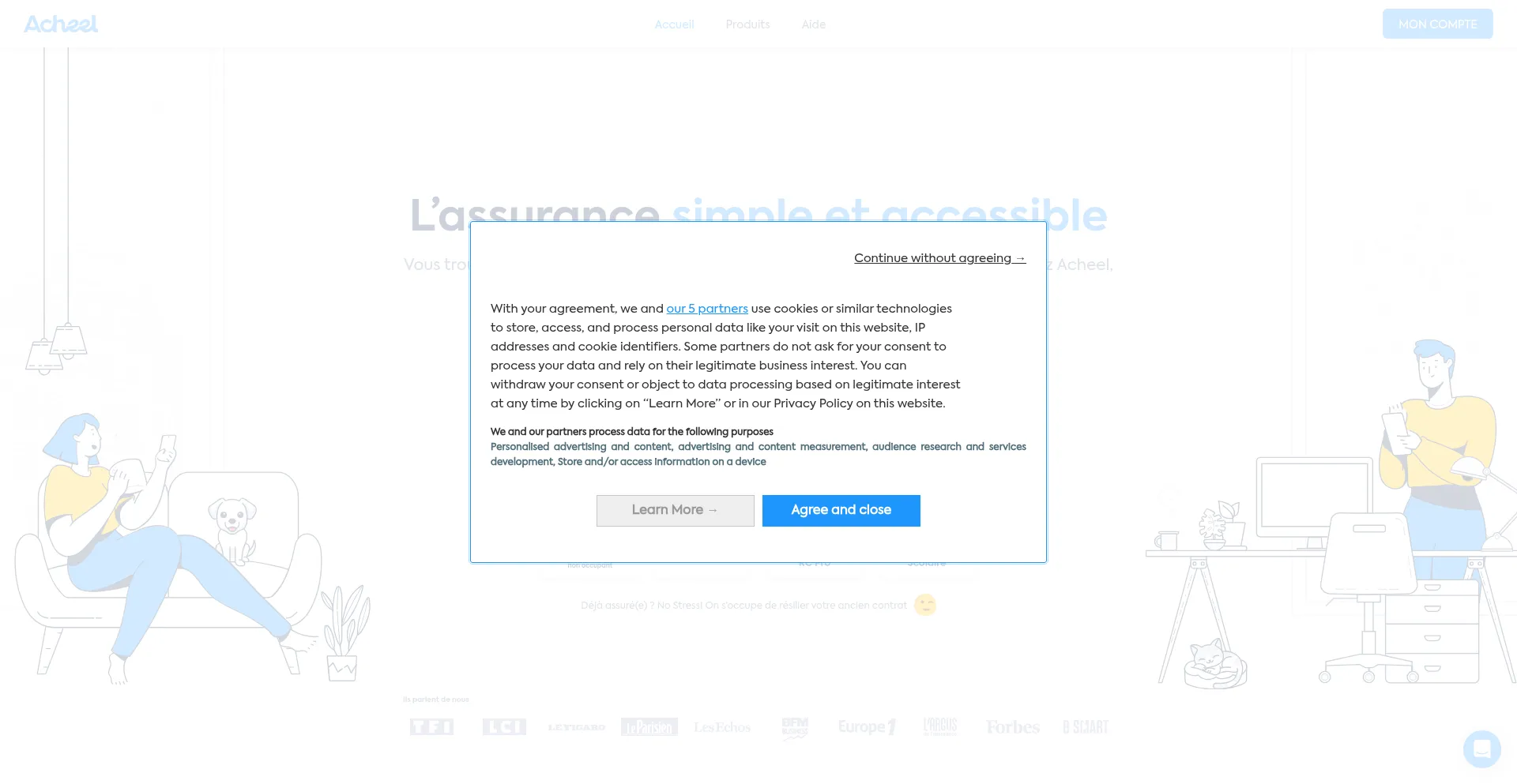 Website screenshot of Acheel.com