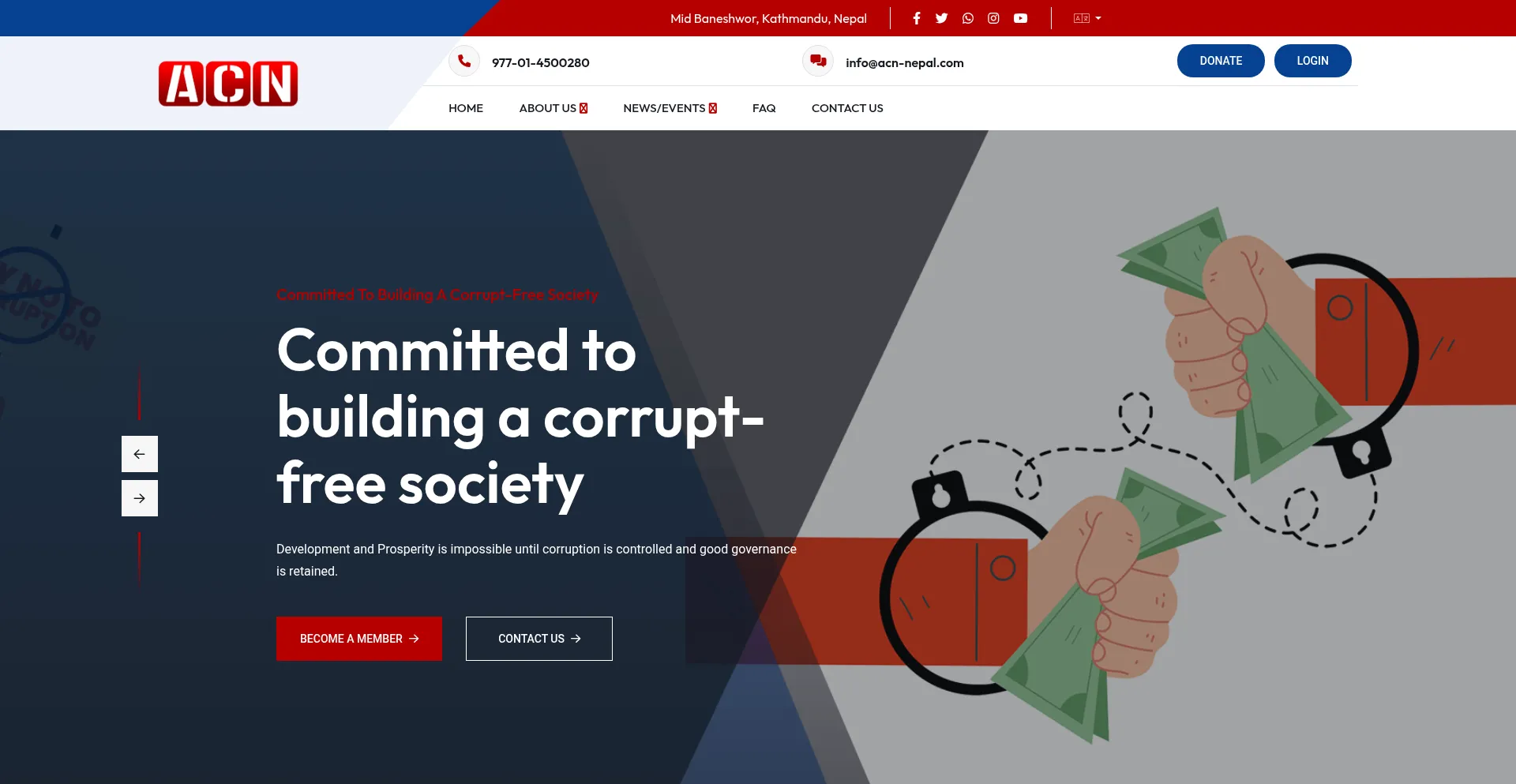 Website screenshot of Acn-nepal.com