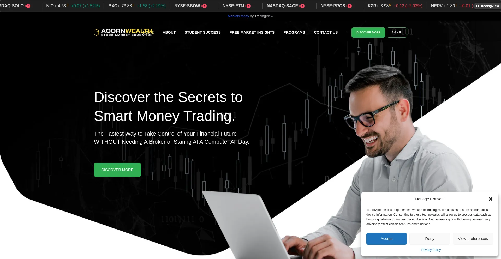 Website screenshot of Acornwealthcorp.com