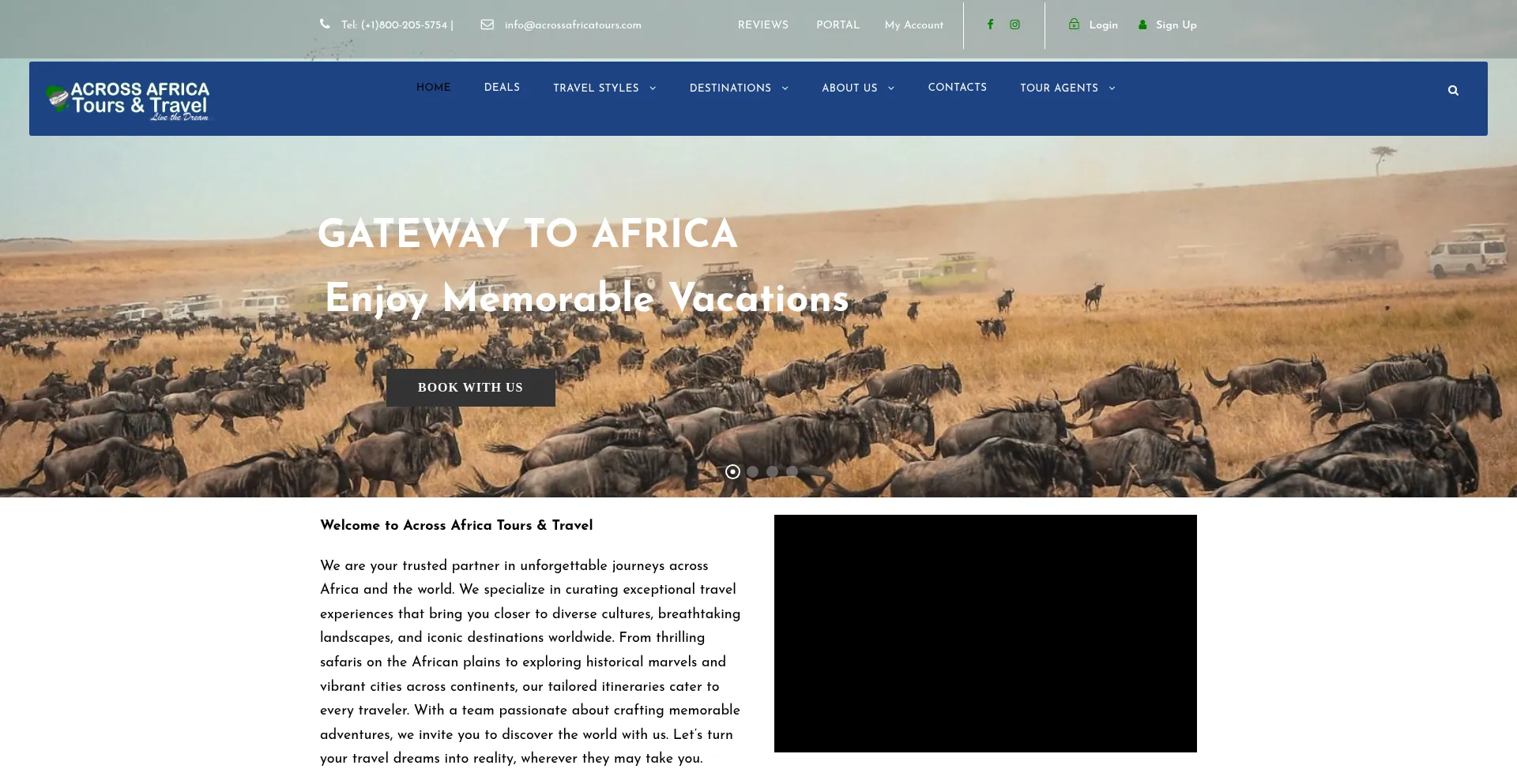 Website screenshot of Acrossafricatours.com
