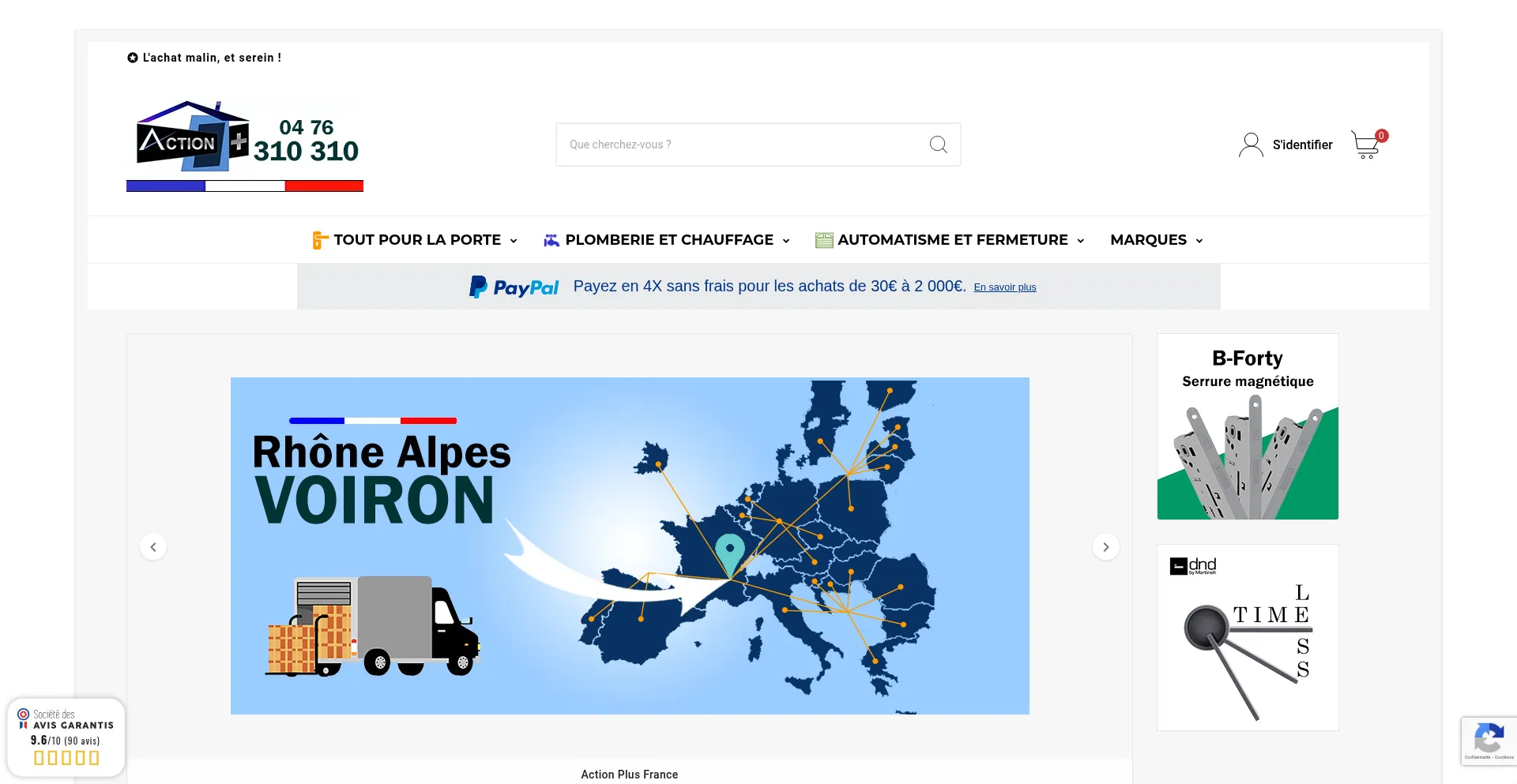 Website screenshot of Actionplus-boutique.fr