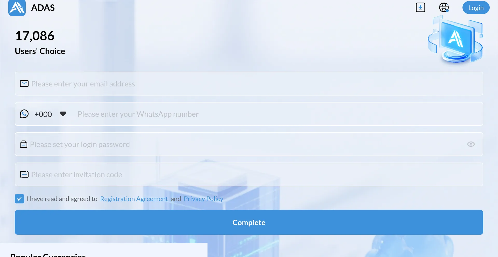 Website screenshot of Adas2.com