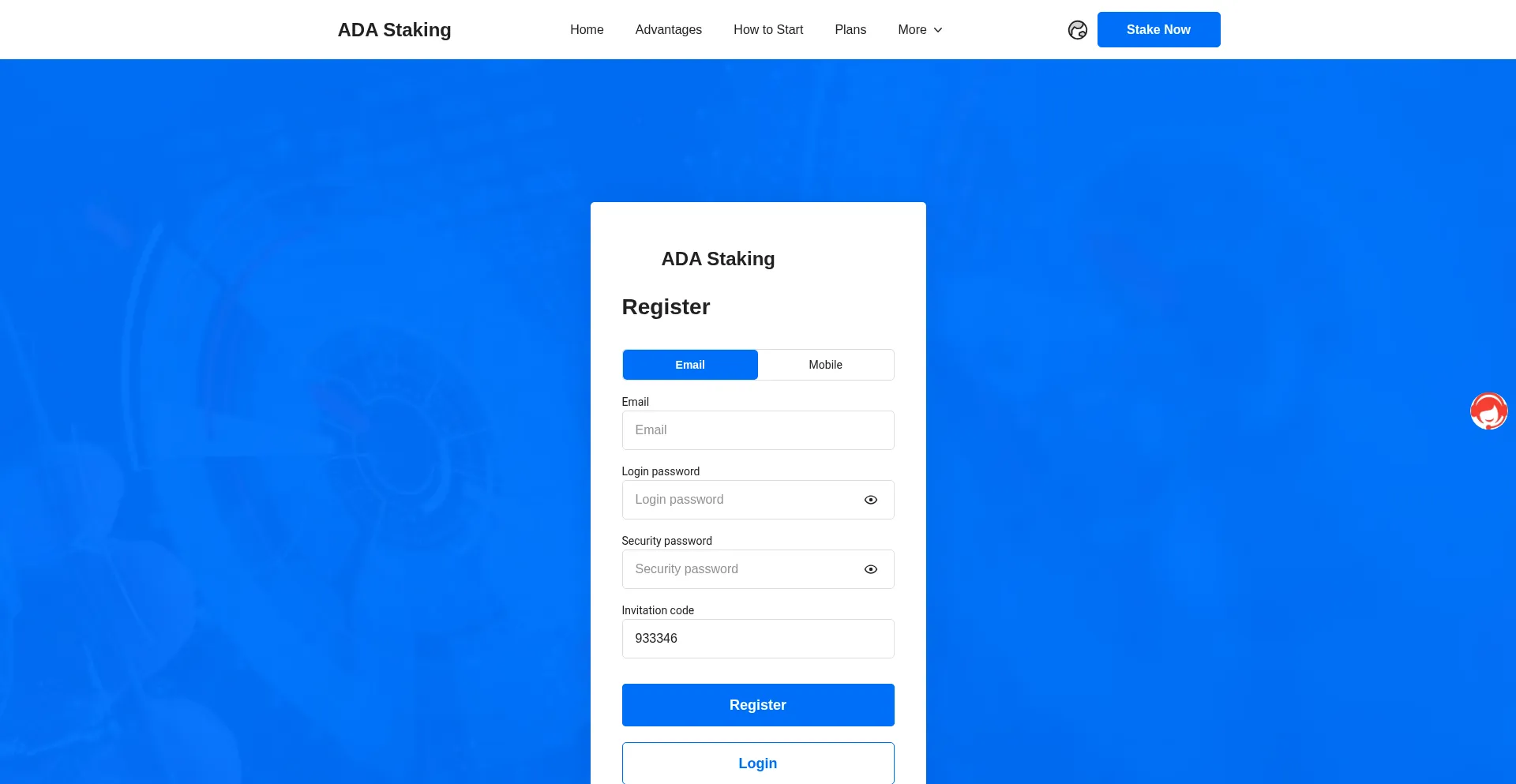 Website screenshot of Adastake.vip
