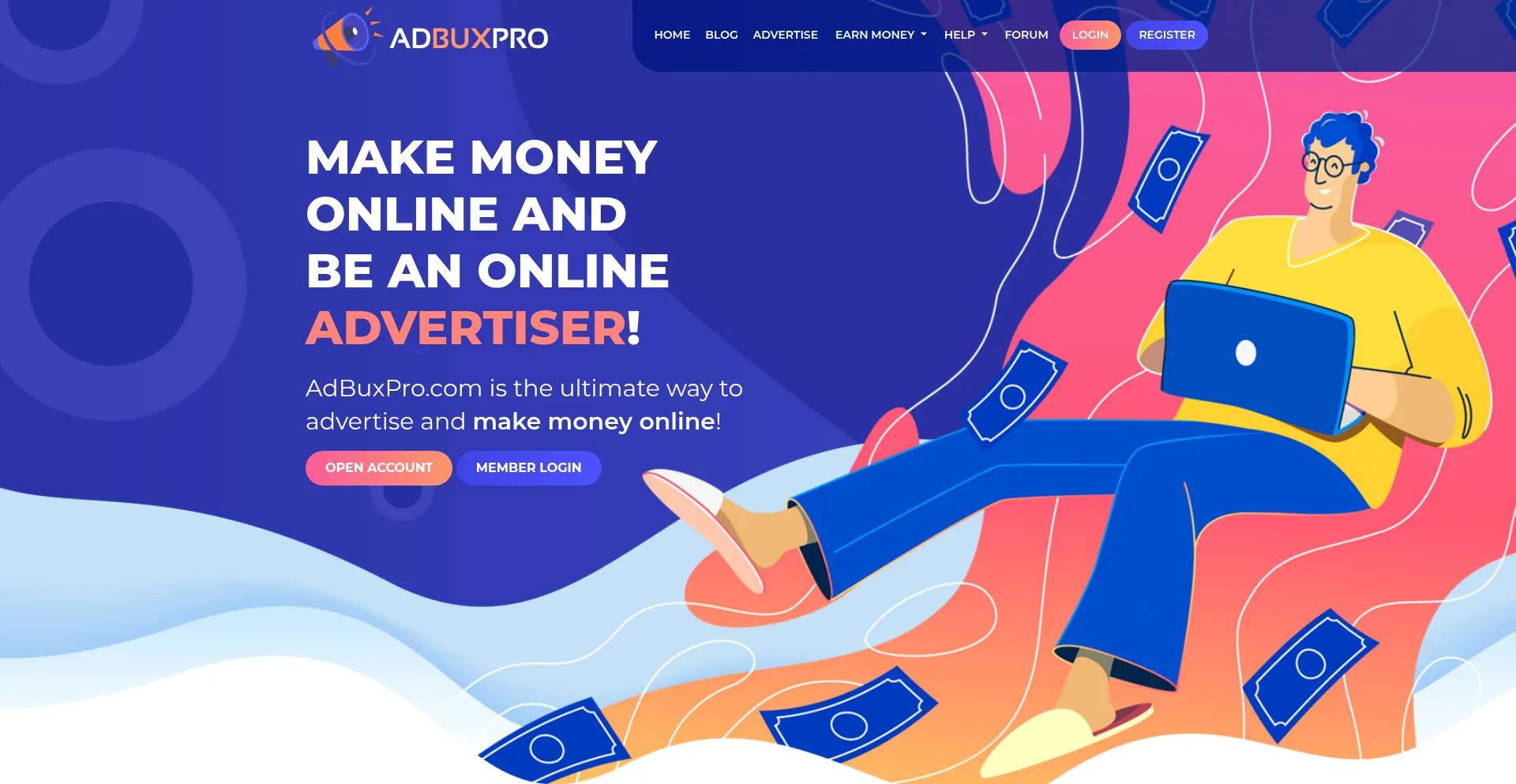 Website screenshot of Adbuxpro.com