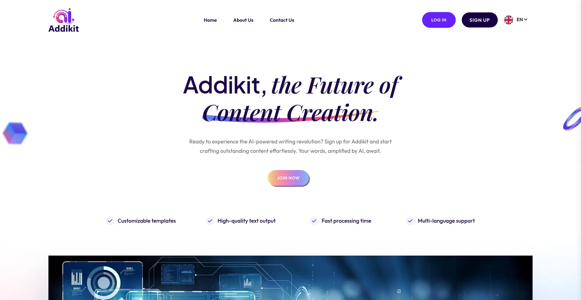 Website screenshot of Addikit.com