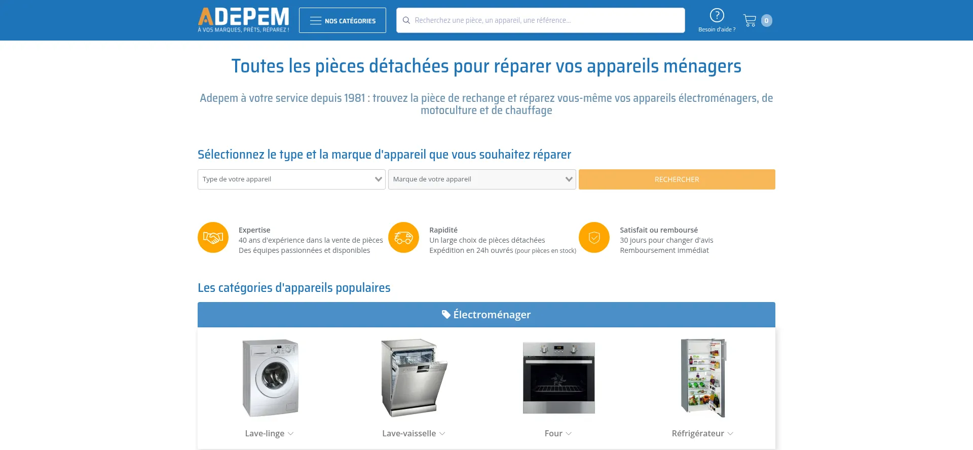 Website screenshot of Adepem.com