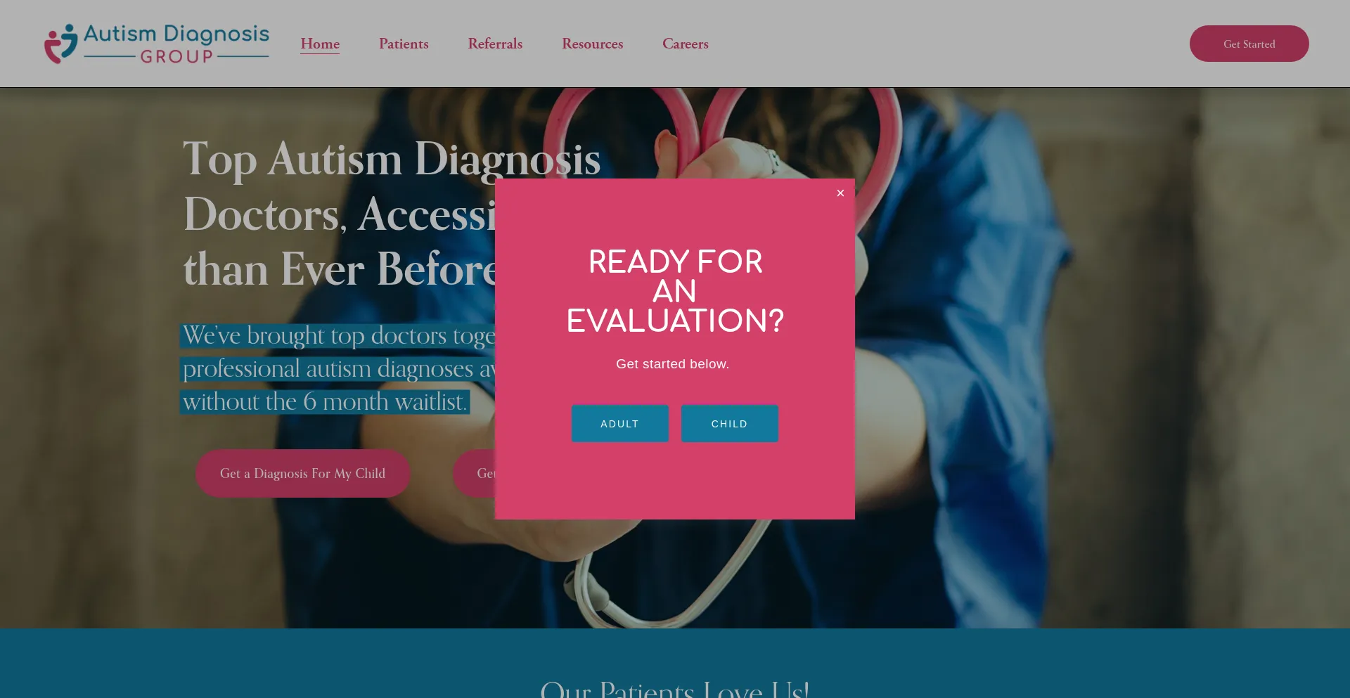 Website screenshot of Adgcares.com
