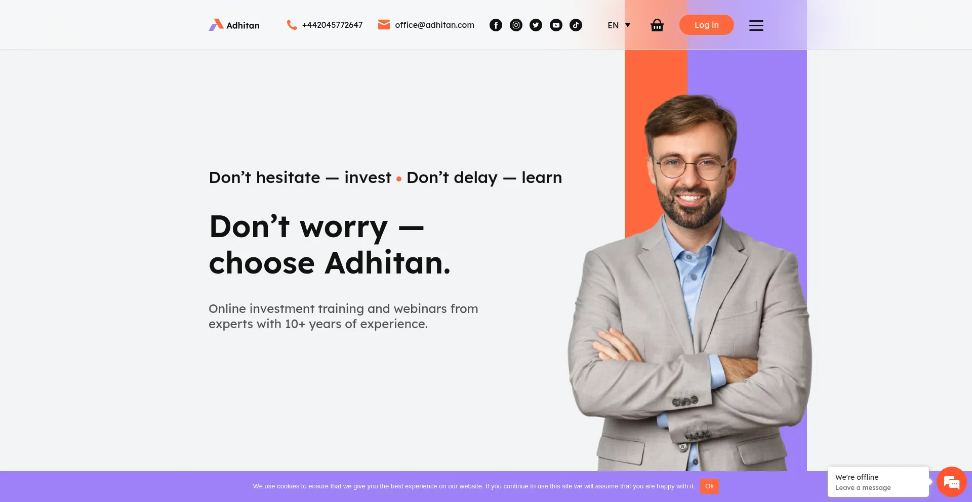 Website screenshot of Adhitan.com