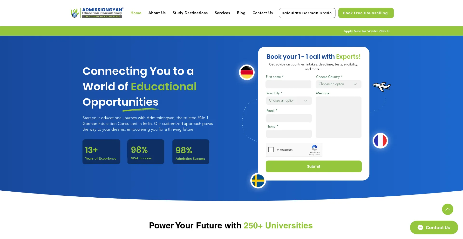 Website screenshot of Admissiongyan.com