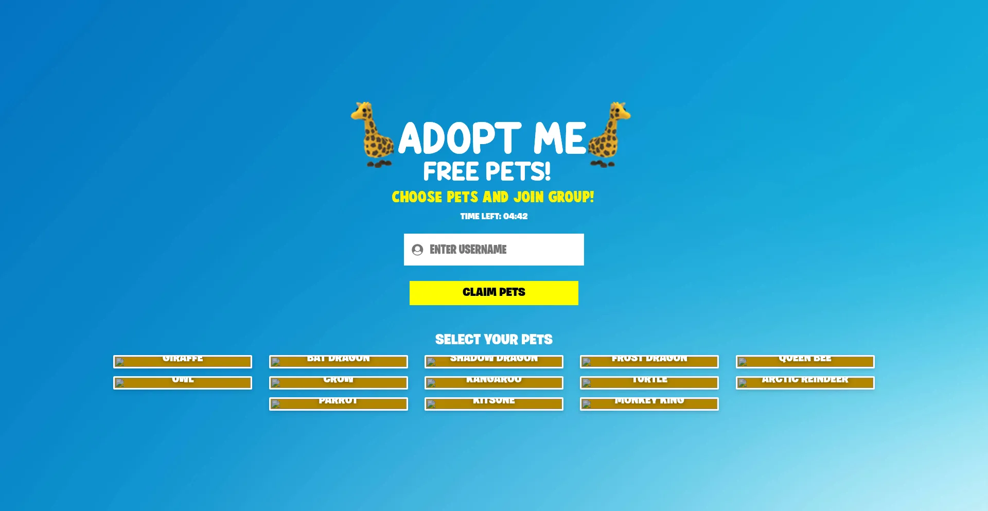 Website screenshot of Adoptpets.pages.dev