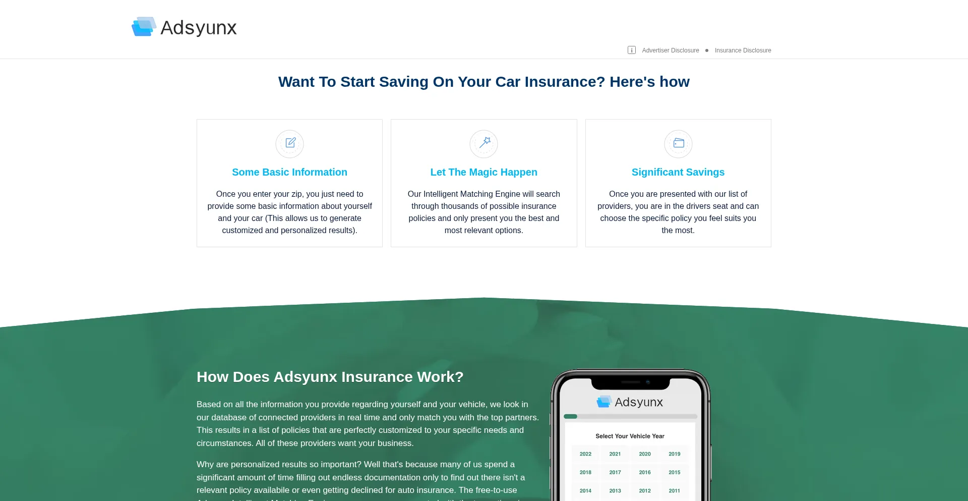 Website screenshot of Adsyunx.com