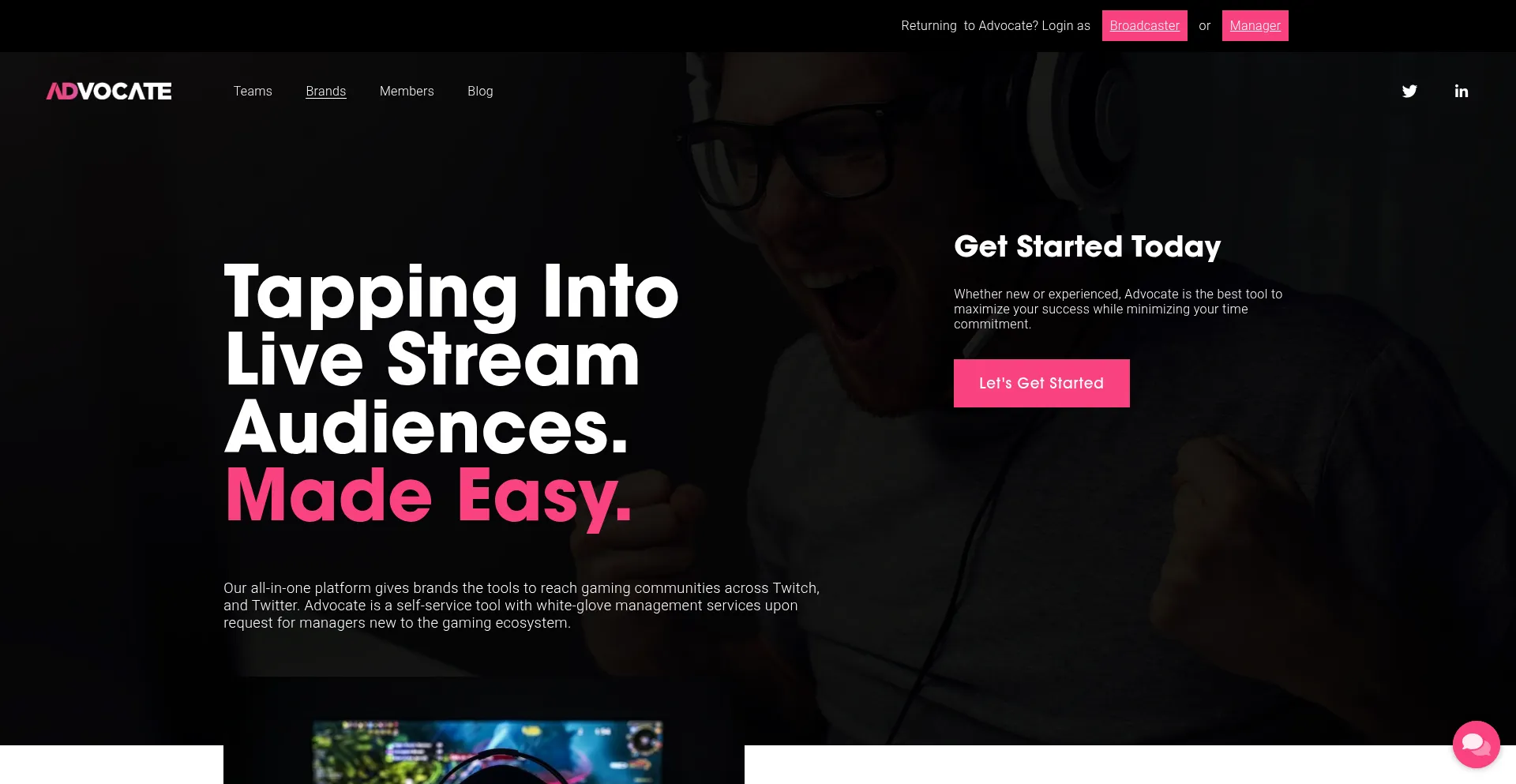 Website screenshot of Adv.gg