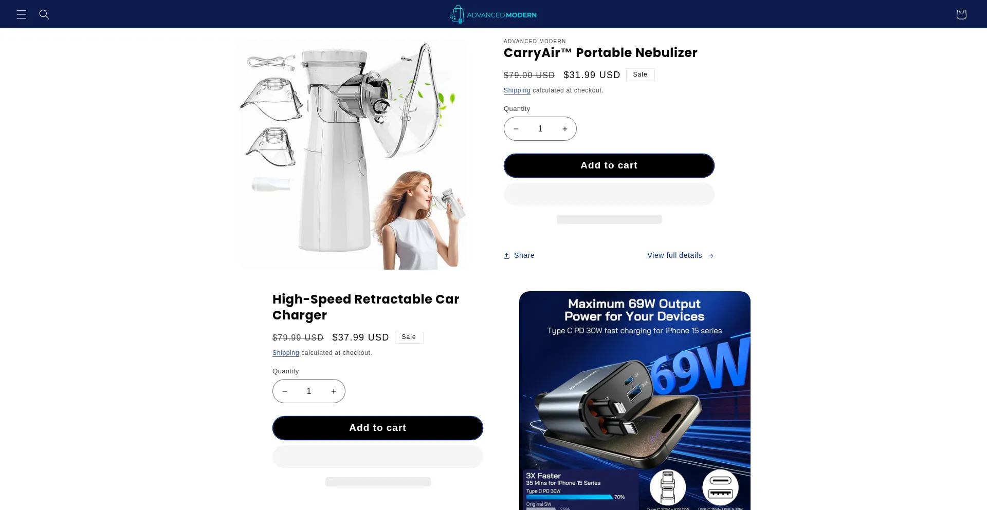 Website screenshot of Advancedmodern.net