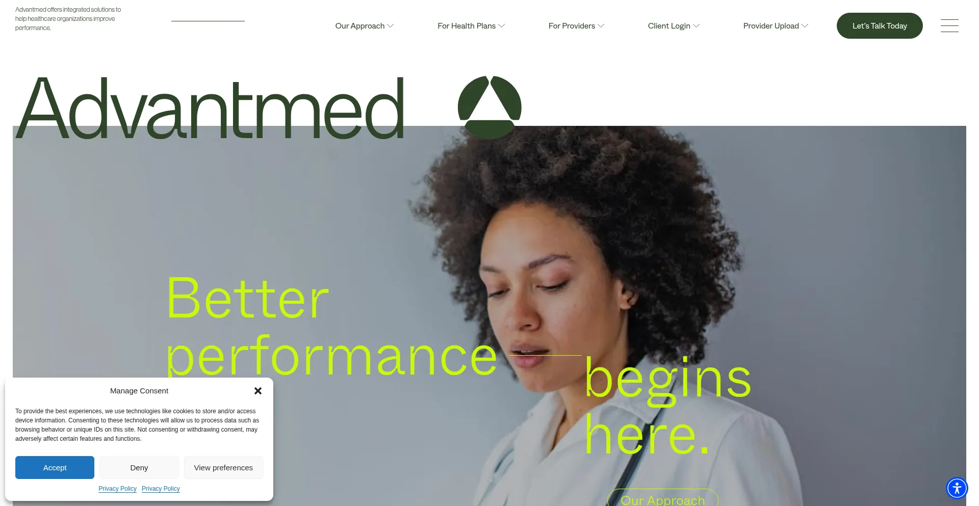 Website screenshot of Advantmed.com
