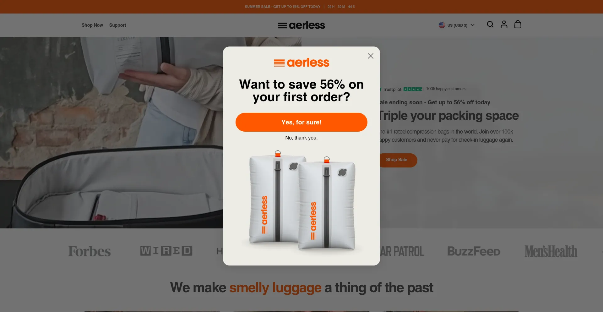 Website screenshot of Aerless.com