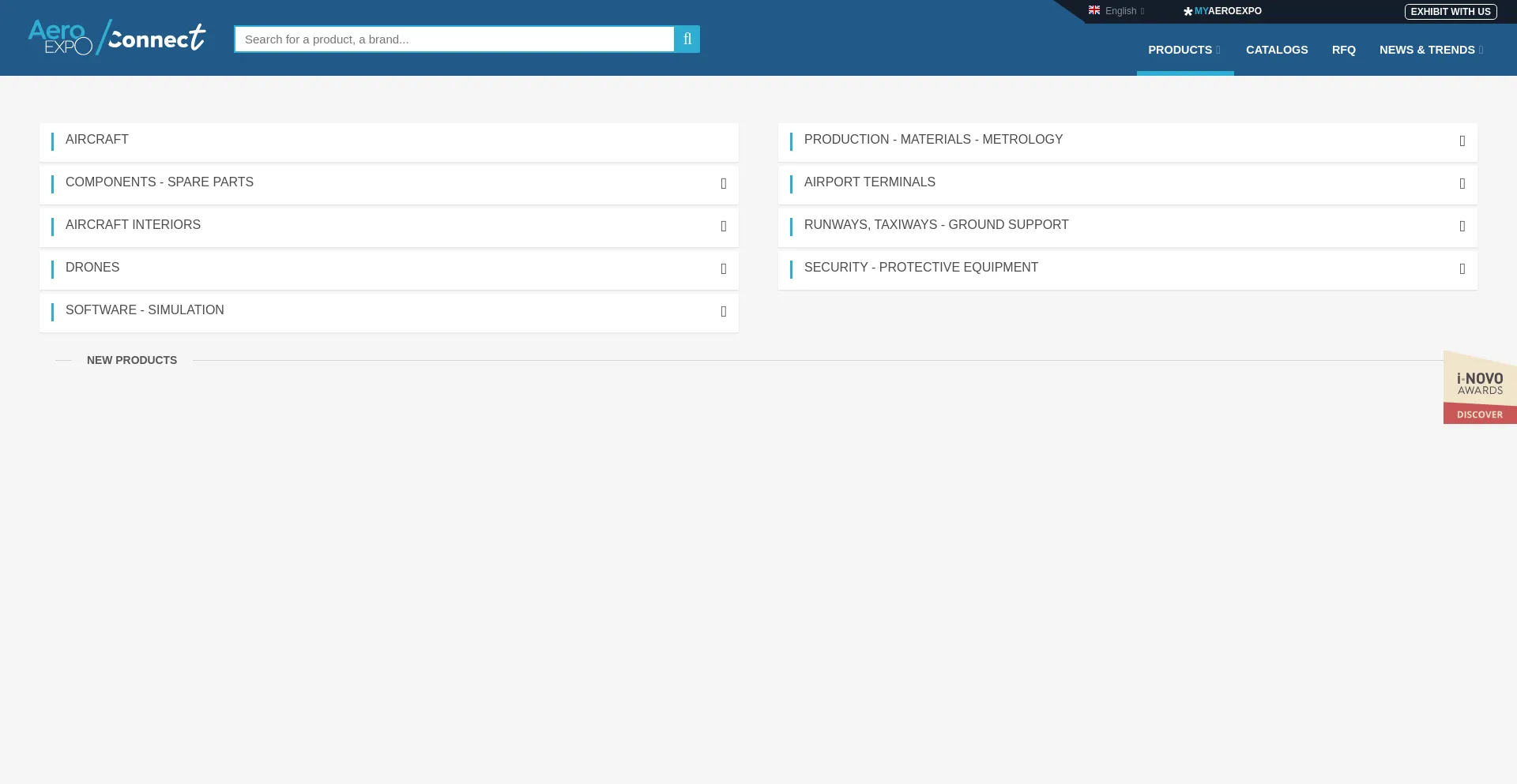 Website screenshot of Aeroexpo.online